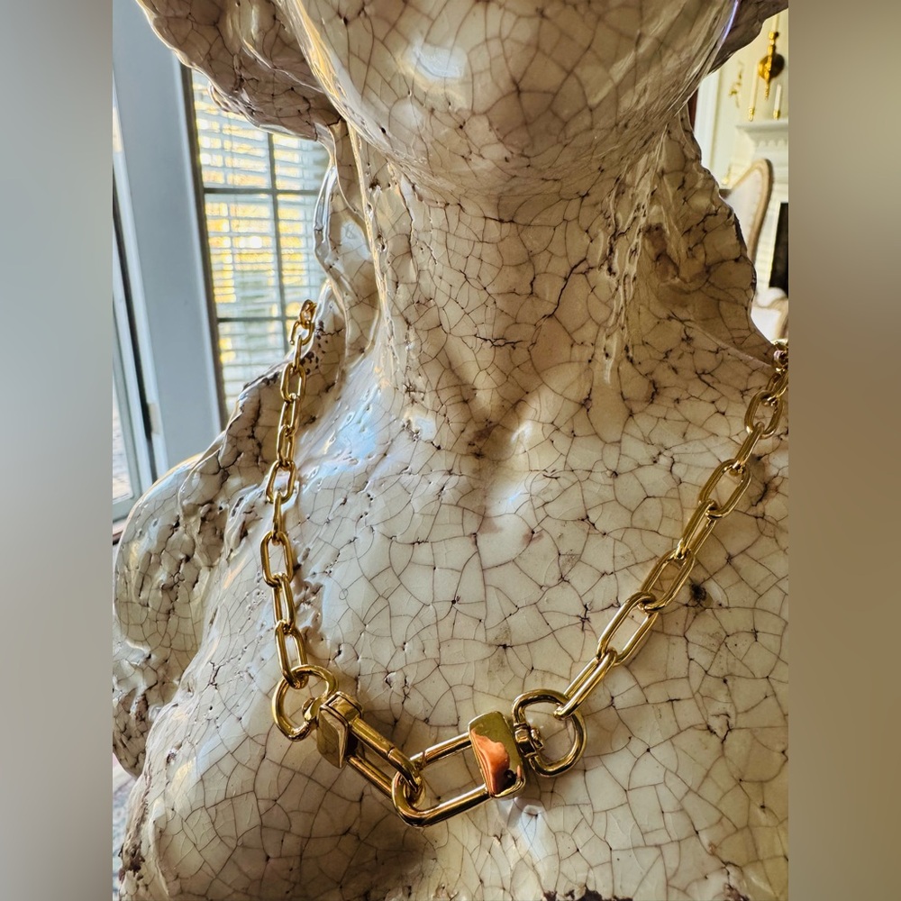 Italian 18K Gold Over Bronze Chain Necklace 18” Padlock NOT Included